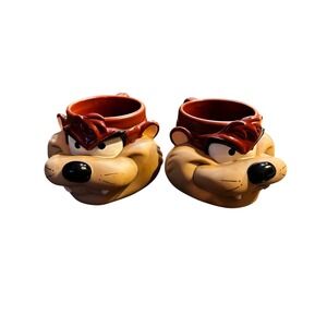 Vintage Looney Tunes Tazmania Devil Mug Set Collectible Cartoon Character Cups